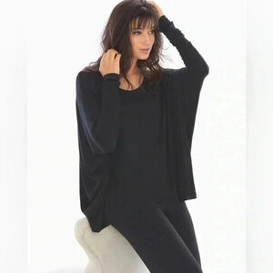 SAMANTHA CHANG Home Long Sleeve Crew Top Navy OS